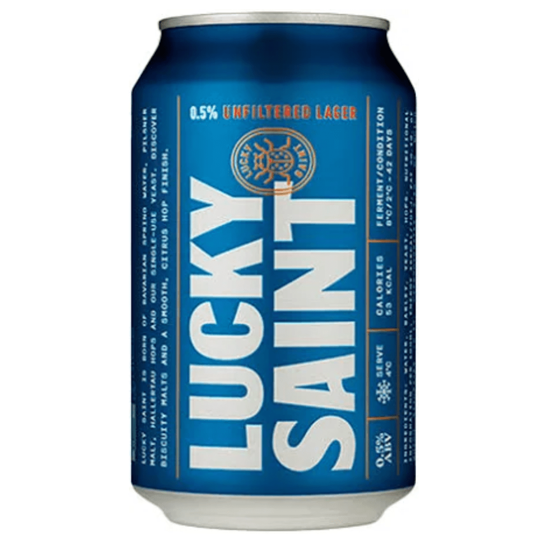 Lucky Saint Superior Unfiltered Alcohol Free Lager Can 330ml - Earthfare Supermarket - 5060621160090