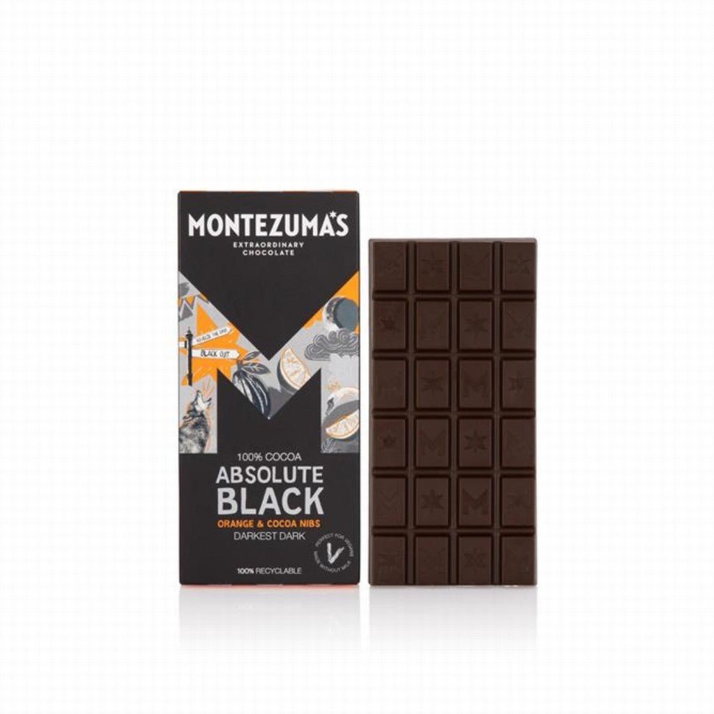 Montezuma's Absolute Black 100% with Cocoa Nibs & Orange - Earthfare Supermarket - 5060719920049