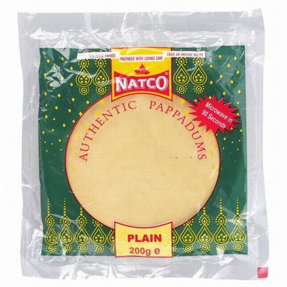Natco Authentic Pappadums Plain 200g - Earthfare Supermarket - 5013531730730