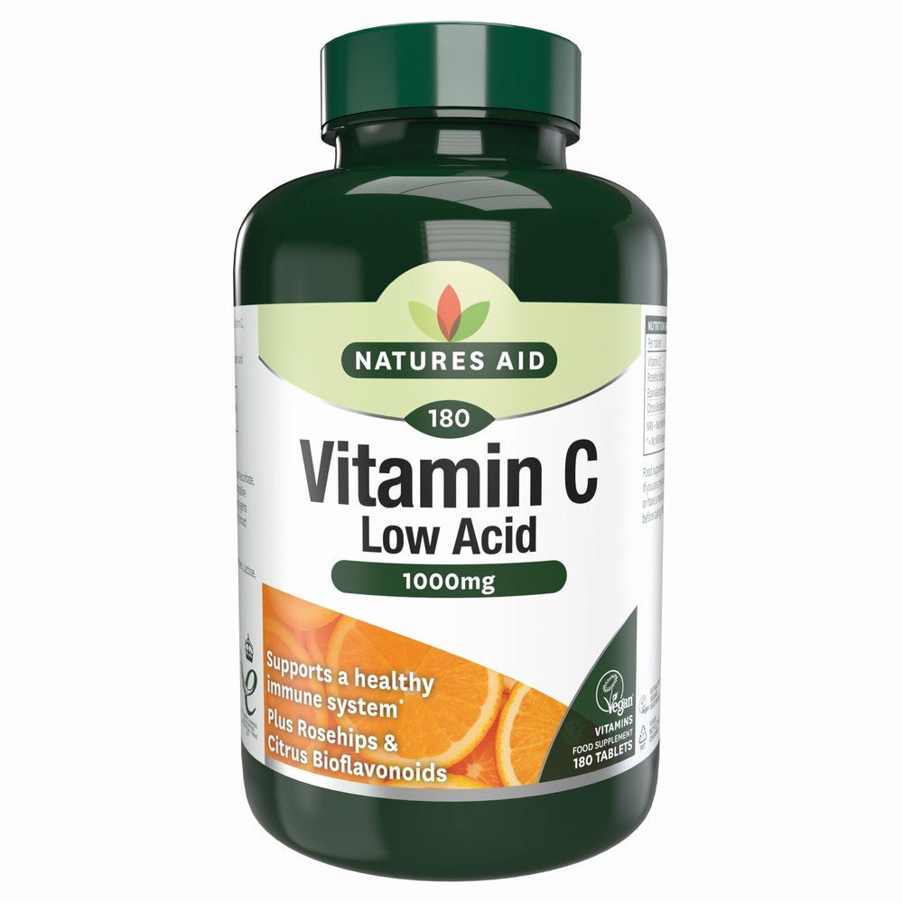 Natures Aid Low Acid Vitamin C 1000mg - 180 tablets - Earthfare Supermarket - 5023652322400