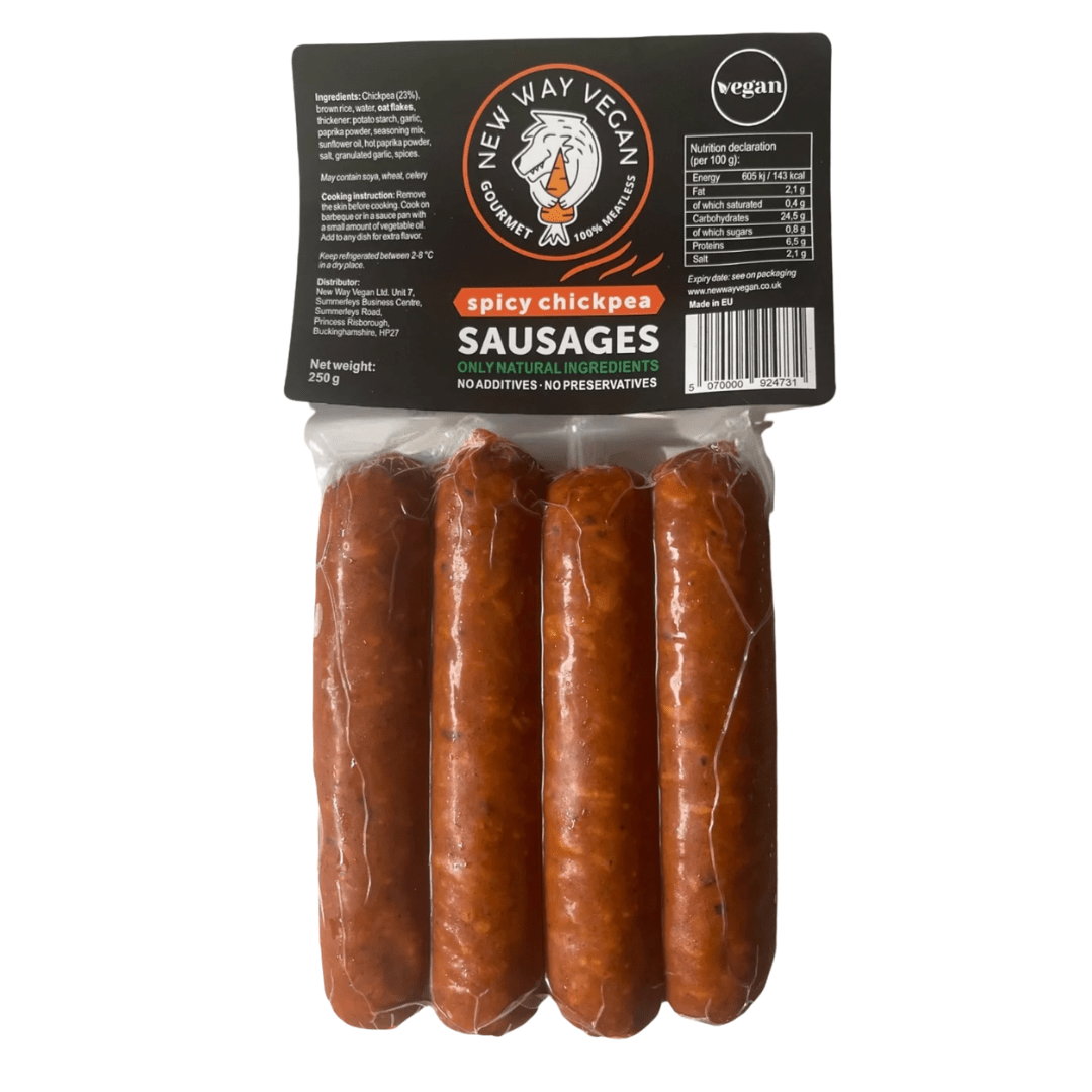 New Way Vegan Spicy Chickpea Sausages 250g - Earthfare Supermarket - 5070000024731