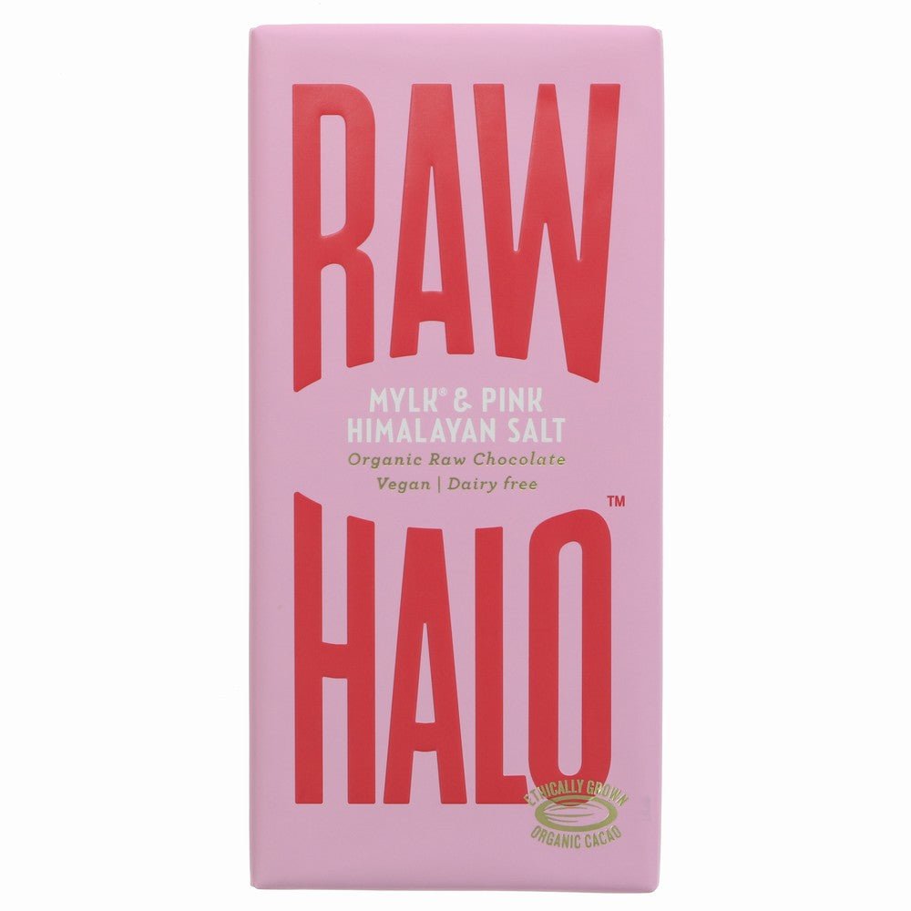 Raw Halo Organic Raw Chocolate Mylk & Pink Himalayan Salt 70G - Earthfare Supermarket - 5060430551577