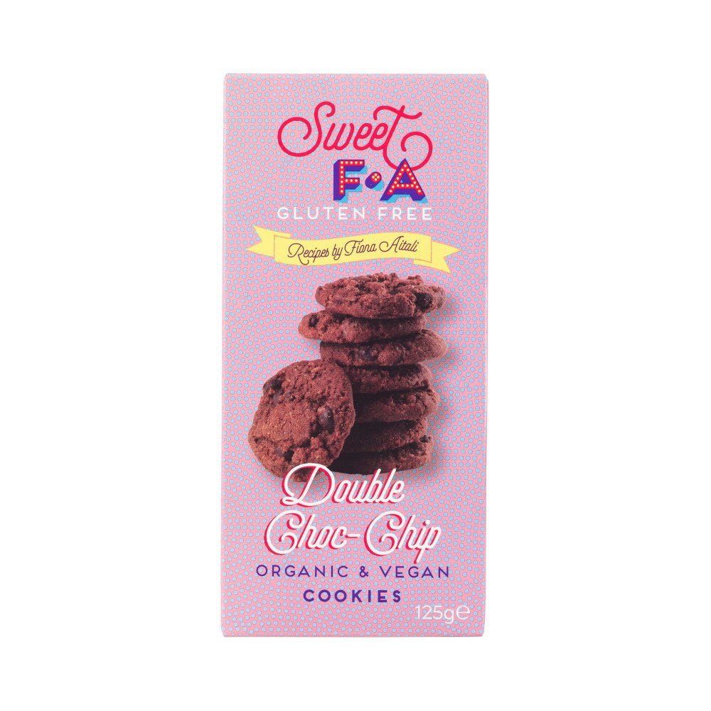 Sweet FA Organic GF Vegan Double Choc Chip Cookies 125G - Earthfare Supermarket - 5060027071792