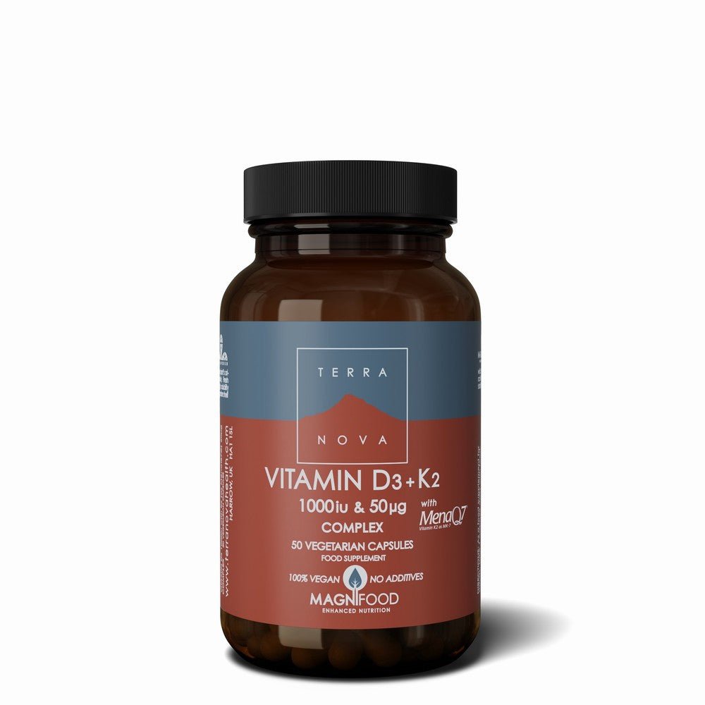 Terranova Vitamin D3 1000Iu With K2 50Ug Complex 50Caps - Earthfare Supermarket - 5060203790585