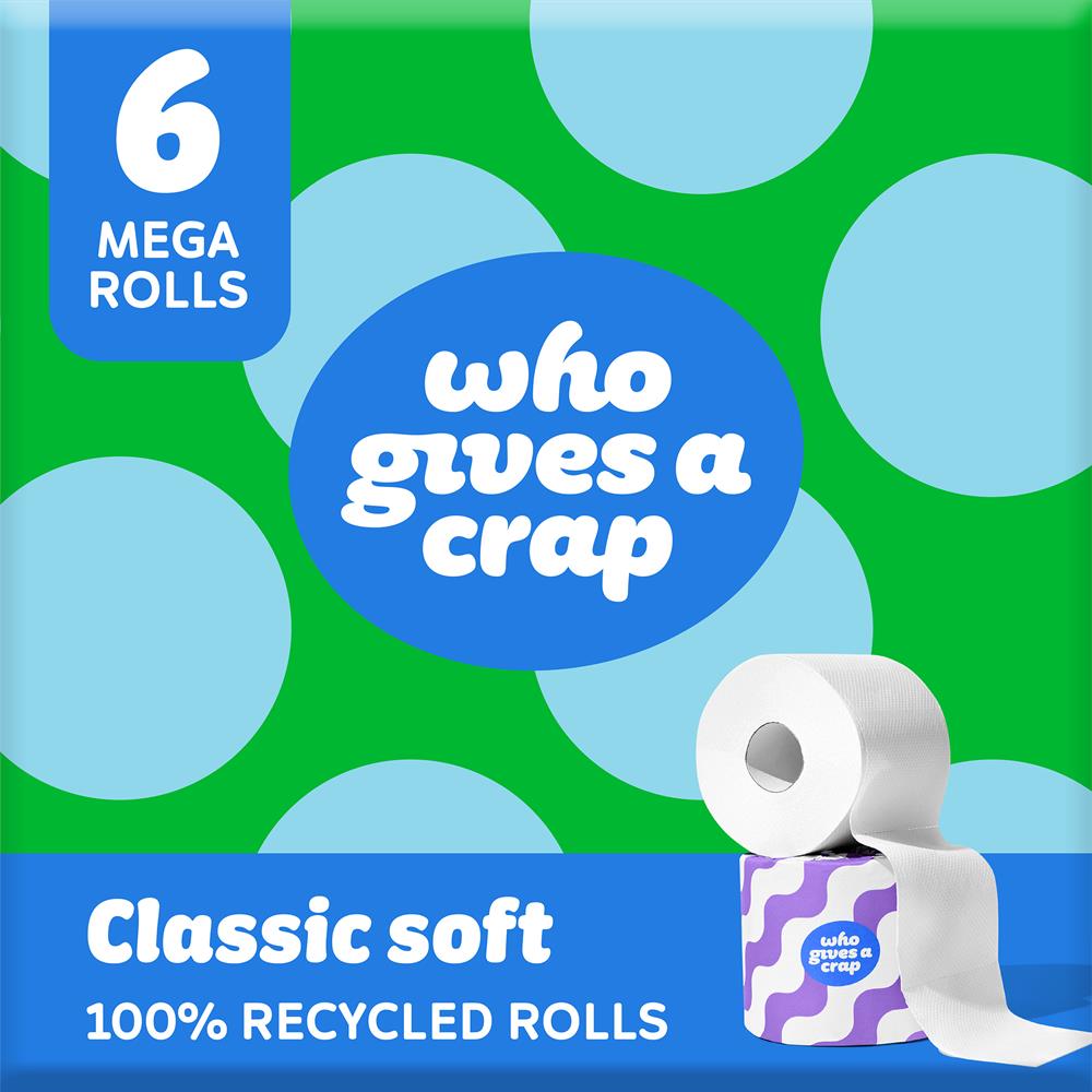 Who Gives A Crap Classic Soft Toilet Rol 6 Mega Rolls - Earthfare Supermarket - 9352369001312